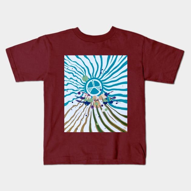 Plaintive Sun Blue Kids T-Shirt by MikeCottoArt